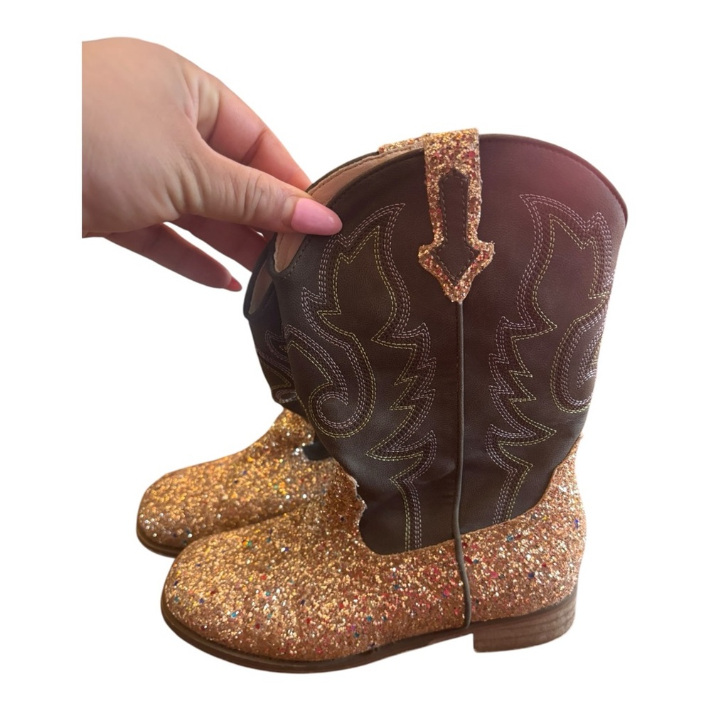 Glittery Gold and Brown Cowboy Boots